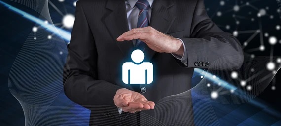 Speak with Peritus Digital about your Professional Liability and Indemnity policy. Business man protecting person with hands Professional Liability / Profressional Indemnity